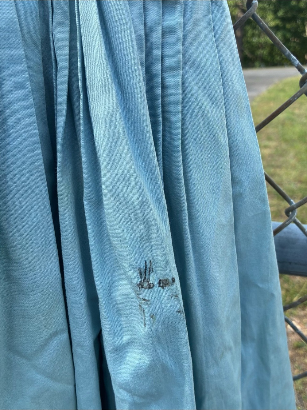 1950s Ice Blue Fit & Flare Dress Pintuck Covered Buttons Cottagecore Pinup XS/S - Picture 7 of 9
